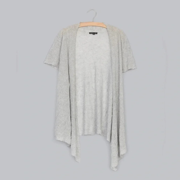 Eileen Fisher Pressed Viscose Crinkle Gray Cardigan - Picture 1 of 8